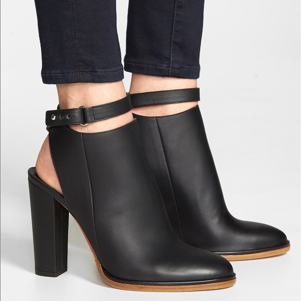 Vince Joanna Leather Ankle Strap Heels Boots Bootie B… Gem
